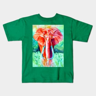 Elephant in Red Kids T-Shirt